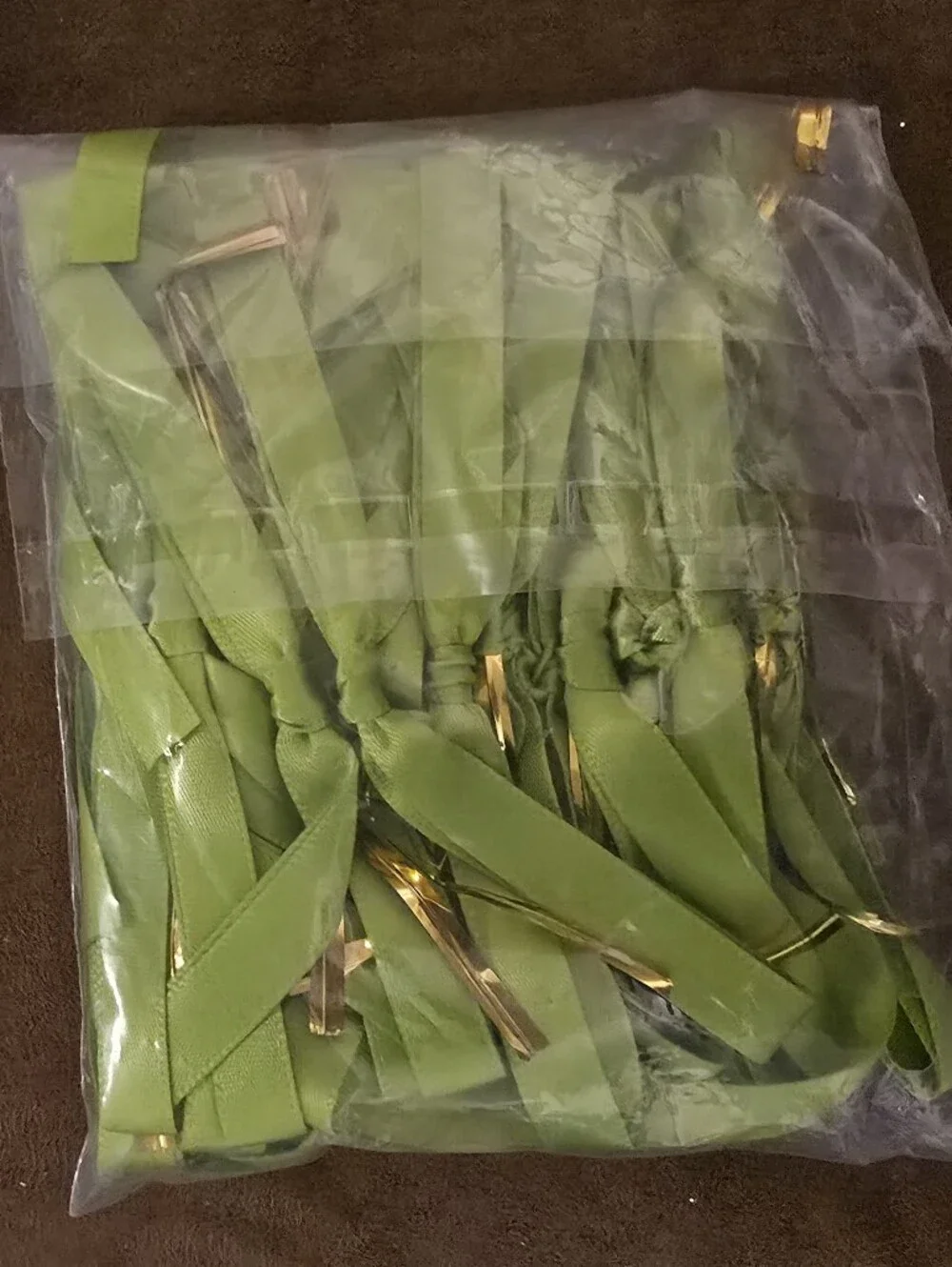Bright Lime Green Satin Ribbon Bows. 30 count. NWT.